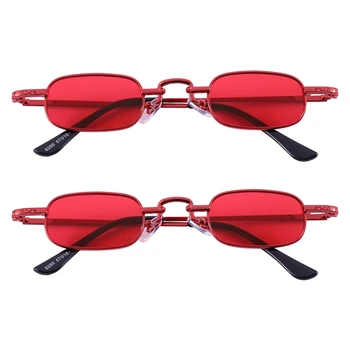 2X רטרו פאנק משקפיים ברור כיכר משקפי שמש נשי רטרו, משקפי שמש גברים מסגרת מתכת-אדום