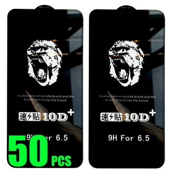50pcs סופר מהירות 10D+ זכוכית מחוסמת מלא דבק סרט מגן מסך עבור iPhone 15 Pro מקס 14 + 13 Mini 12 11 XS XR-X 8 SE