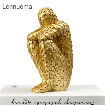 Lennuoma פסיפס דמות מודל חשיבה פיסול שרף אמנות קישוט הבית הסלון פסל אביזרים דקורטיביים