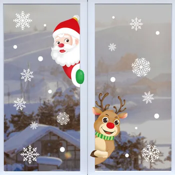 חג המולד מדבקות חלון חג המולד קישוטים לקראת חג המולד בבית מדבקת קיר לחדר ילדים מדבקות קיר השנה החדשה מדבקות