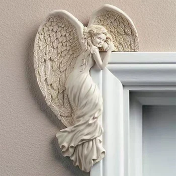 חדש הגאולה התעוררות כנף מלאך הדלת מסגרת קישוט שרף תלוי בחדר צלמיות הביתה תליון מיניאטורי פסלים של ישו מתנות