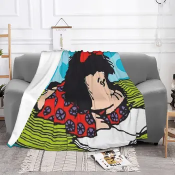 חם Mafalda Kawaii קריקטורה אנטי פילינג שמיכת קטיפה סתיו/חורף נייד אולטרה-רך לזרוק שמיכות על המיטה השמיכה חיצוני