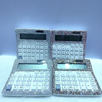 יהלום מחשבון בוטיק כתיבה מרובעת קטנה מחשבון סטודנט הקול במחשב המכונה משרד מחשבון כפול נייד