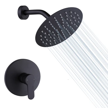 מערכת מקלחת עם 8 אינץ ' מקלחת גשם הראש קיר רכוב מקלחת לקצץ ערכת שירותים גשמים מקלחת ברז מתקן משולב שחור להגדיר