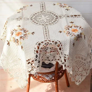 סחר החוץ מרוקנת שולחן עגול מרובע שולחן מפת שולחן רטרו כפרי וו פרח דקורטיבי כיסוי
