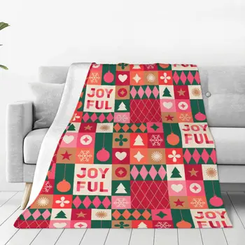 סמלי חג המולד אלמנטים גיאומטריים שמיכות פלנל טקסטיל עיצוב רך לזרוק שמיכות על הספה הספה מצעים זורק