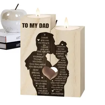 עץ התה אור הנר מחזיקי אבות יום פמוט עץ עומד ללבוש עמיד פמוט עיצוב בצורת לב עיצוב