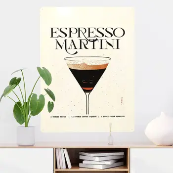 קלאסי אספרסו מרטיני מתכת פח סימן עיצוב 30x40cm עמיד להוסיף אווירה קפה.